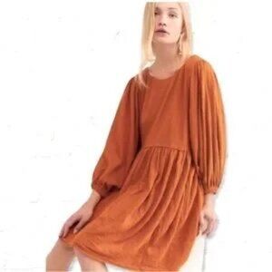 FREE PEOPLE FP BEACH 'Get Obsessed' Babydoll Puff Sleeve Mini Dress Tunic Top